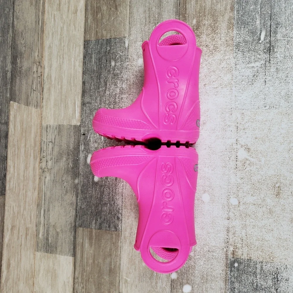 Crocs Wellies Handle It Rain‎ Kids Boot Sz 7 Pink Crush Comfort Waterproof